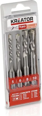 Produktbild von Kreator SDS-plus Beton Bohrerset 4-teiliges Länge 11 cm für Hammer-/Schlagbohren