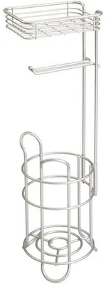 Produktbild von mDesign Toilettenpapierhalter WC-Rollenhalter mit Ablage Aufbewahrung Mattsilber