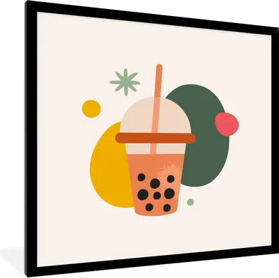 Produktbild von MuchoWow® Gerahmtes Poster Sommer - Getränk - Abstrakt 40x40 cm - Poster mit Schwarzem Bilderrahmen Wandposter Rahmen Foto Bilder - Mit Rahmen - Wanddekoration Schlafzimmer