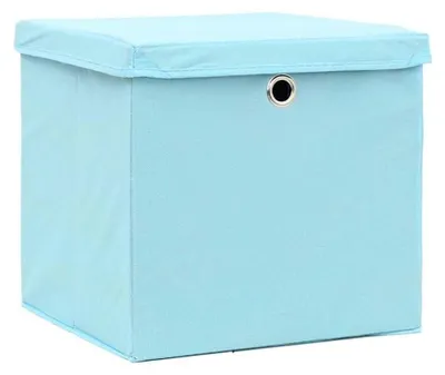 Image de Boîtes de rangement pliables avec couvercle, couleur bleue (lot de 10)
