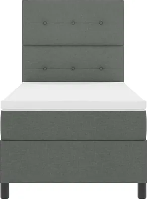 Image de Lit à lattes avec sommier tapissier, éclairage LED intégré, couleur gris foncé, dimensions 80 x 200 cm, revêtement en tissu
