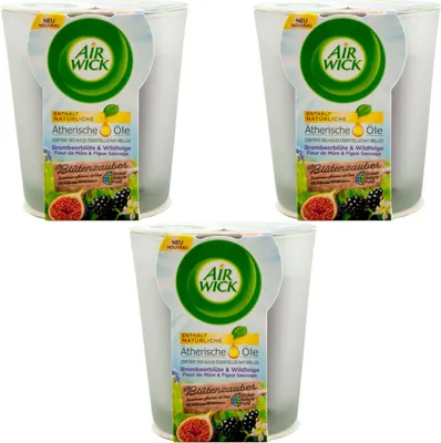Produktbild von Air Wick Wohlfühl Duftkerze Brombeerblüte & Wildfeige (3 x 105g)