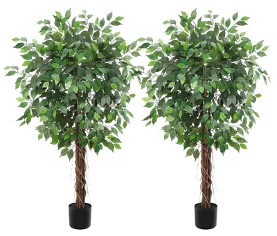 Produktbild von Künstlicher Ficusbaum - Kunstbaum - 152 cm - Mit Topf - Echter Holzstamm - Bodenstehend für Innenbereich - 1 Stück