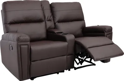 Produktbild von 2er Kinosessel MCW-K17, Relaxsessel Fernsehsessel Sofa, Nosagfederung Getränkehalter Fach  Kunstleder braun