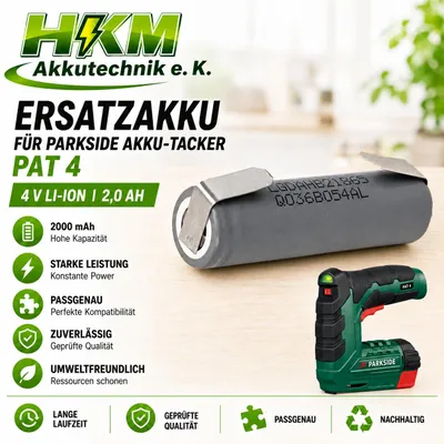 Produktbild von Ersatzakku für Parkside Akku Tacker PAT 4 - 4 V Li- 2 Ah Akku