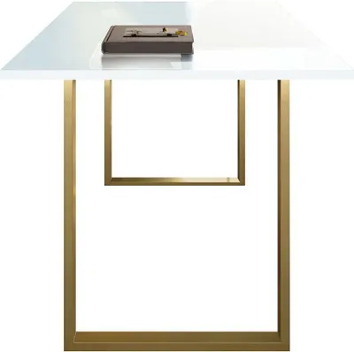 Produktbild von Esstisch Pegaso in Weiß/Gold Hochglanz 160 cm - Kufengestell