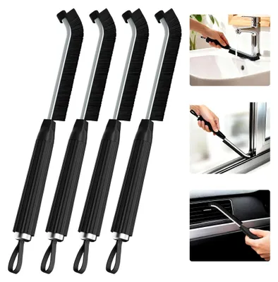 Produktbild von Hartborsten Eckenreinigungsbürste, 3 mm Fugenbürste für Dusche, Küche und Badezimmer (4 Stück Schwarz)