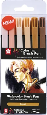 Produktbild von Sakura Koi Coloring Brush Pen Set Portrait | 6 Farben