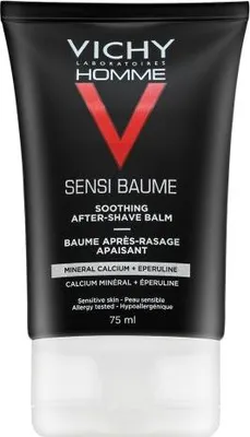 A product shot of a Vichy Homme after-shave balm tube.