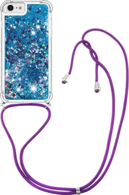 Produktbild von iPhone SE (2022/2020), iPhone 8 / 7 Hülle - Coverup Liquid Glitzer Back Cover mit Handykette - Blau