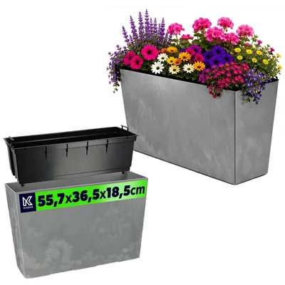 Produktbild von KADAX Blumentopf Blumentopf Blumenständer hoch + Einsatz 19x56cm grau Beton