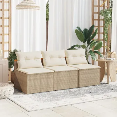 Produktbild von Gartensofas ohne Armlehnen mit Kissen 2 Stk. Beige Poly Rattan - Gartensofas 365834