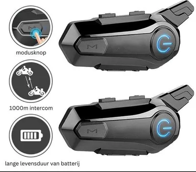 Produktbild von Motorhelm Handsfree mit Bluetooth und Wasserwiderstand - Schwarz - Einstückig - Drahtlos - Hartguss-Mikrofon