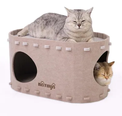 Produktbild von Katzenhaus Filz Höhle Beige 58 x 33 x 30 cm