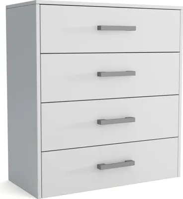Produktbild von Kommode - mit 4 Schubladen - 75 x 82 x 33 cm B/H/T - Weiß - Moderne Sineboard - für Wohnzimmer - Schlafzimmer - Scala