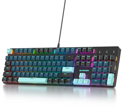 Zdjęcie produktu dla Mechaniczna klawiatura przewodowa QWERTY - 104 klawisze, pełnowymiarowa - podświetlenie RGB