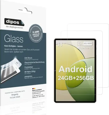 Produktbild von 2x Schutzfolie für Biegedy 10 Zoll 2026 - Anti-Shock 9H Folie dipos Glass Kunststoffglas