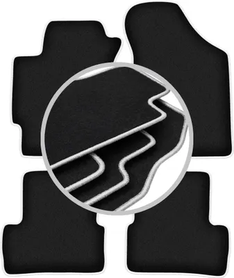 Produktbild von Fußmatten Velours Schwarz/Silber für Hyundai Coupe II GK 2001-2008 Set 4-tlg