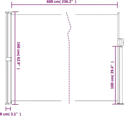 Obrázok produktu pre vidaXL Výsuvná bočná markíza Tmavo zelená 160x600 cm