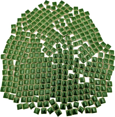 Productafbeelding van Keramische Mozaïektegels - Mozaïek Stukjes - DIY Ambachten - Kleine Vierkante Vorm - 330 Stuks - Groen