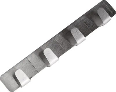Handtuchhalter mit 4 Haken, 16,5 cm, selbstklebend, Silber