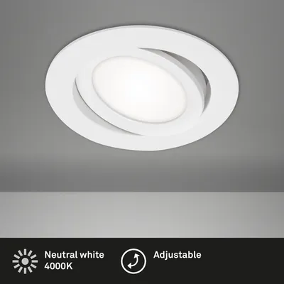 Produktbild von LED Einbauleuchte IP23 6W 600 lm 4000 K schwenkbar weiß Ø 10,6/9 cm 230V