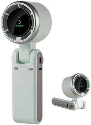 Produktbild von Tragbarer Handventilator, 3600 mAh, faltbar, wiederaufladbar, Hochgeschwindigkeits-Handventilator, 180° verstellbarer Mini-Ventilator, 5-Gang-LED-Display, leistungsstarker Luftstrom, Akku-Ventilator