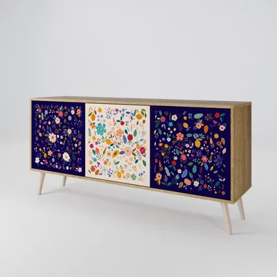 Produktbild von Spacerebels Kommode mit 3 Türen - Sideboard Komodenschrank - Highboard - Kleiderschrank Möbel - Wohnzimmer Schlafzimmer - 57,5×111×42 (HxBxT)