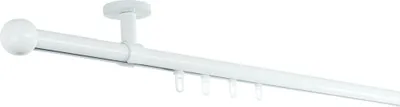 Produktbild von SN Deco Gardinenstange Innenlauf Straßburg, 19 mm, 1-läufig, Stahl, Komplett-Set mit Ringen, Profildeckentrager, 100 cm, weiß