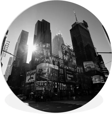 Produktbild von MuchoWow® Rundes Wandbild - Runde Bilder Manhattan, schwarz und weiß Ø 60 cm Kreis Wanddekoration Kunststoff - Wandkreis - Wandschmuck - Wand Kreis - Das Schlafzimmer - Die Bilder - Wandmalerei - Kunst für das Haus - das Plastik