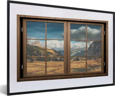 Produktbild von MuchoWow® MuchoWow® Gerahmtes Poster Aussicht - Weg - Berg 60x40 cm - Poster mit zchwarzem Bilderrahmen - Schlafzimmer - Plakat in Rahmen - Drucken