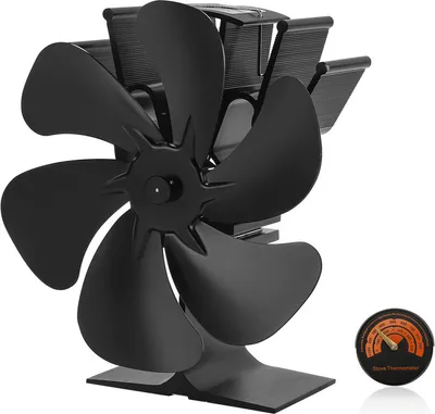 Immagine prodotto di Jiubiaz Ventilatore elettrico per stufa Altri accessori per camino Ventilatore per stufa a legna con termometro