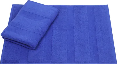 Produktbild von Betz 2 Stück Badvorleger 50x70 cm DELUXE Badematte Badteppich Duschvorleger 100% Baumwolle 680g/m²  Farbe: blau