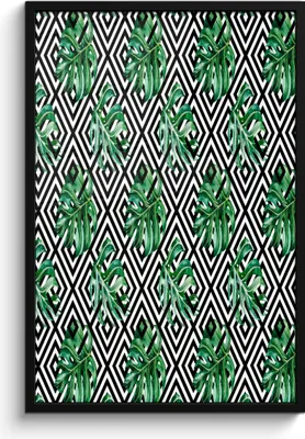Produktbild von MuchoWow® MuchoWow® Gerahmtes Poster Weinlese - Monstera - Farne 60x90 cm - Poster mit zchwarzem Bilderrahmen - Kunst