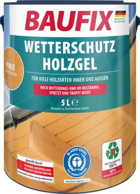 Produktbild von BAUFIX Wetterschutz-Holzgel pinie seidenglänzend, 5 Liter, Holzlasur