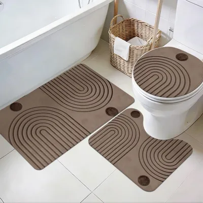 Immagine prodotto di 3 tappetini da bagno a forma di arco – antiscivolo e ad alta capacità di assorbimento dell'acqua