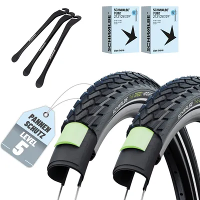 Produktbild von 2 x Schwalbe Marathon Fahrradreifen 26 x 1,25 Zoll (32-559) GreenGuard Reflex Drahtreifen + 3 MSZweirad Reifenheber