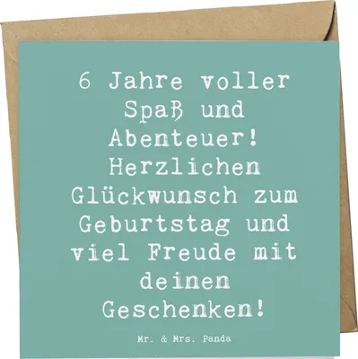 Produktbild von Mr. & Mrs. Panda Grußkarte Spruch 6. Geburtstag Freude - Meeresbrise - Geschenk, Kindersprüche, Abenteuer, Alter, doppelkarte, anlasskarte, Glückwunschkarte, Sechs Jahre