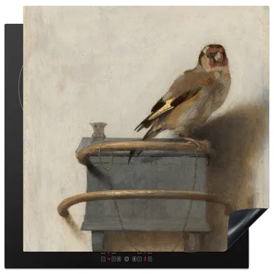 Produktbild von KitchenYeah© Herdabdeckplatte Der Stieglitz - Carel Fabritius , 78x78cm, Küche Deko, Glaskeramikkochfeld Herdabdeckung, Abdeckplatte fùr Kochfeld