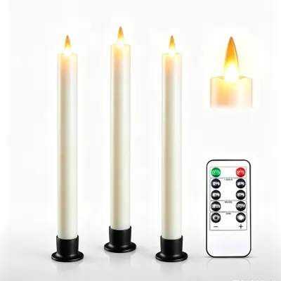 Zdjęcie produktu dla LED świeczki bezpłomieniowe w kształcie stożka z pilotem, zestaw 3 szt.