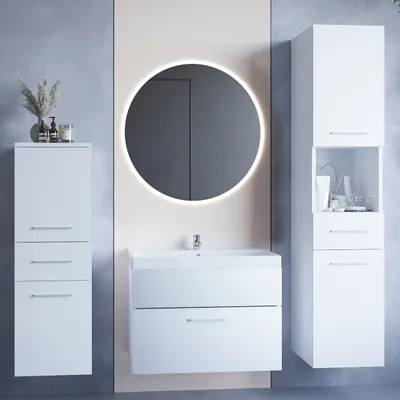 Produktbild von Badmöbel-Set Badezimmermöbel LIPSY LED weiß Waschbecken inkl.