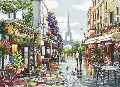 Produktbild von Luca-S Kreuzstich Set "Paris in Blumen", Zählmuster, 47x34cm