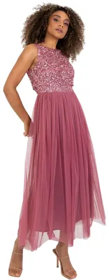 Produktbild von Maya Deluxe Vrouwen Midaxi Jurk Dames Mouwloze Pailletten Hoge Empire Taille Tul