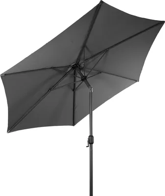 Produktbild von Alu Sonnenschirm 250 cm mit Knickgelenk + Kurbel - grau - Martktschirm Kurbelschirm