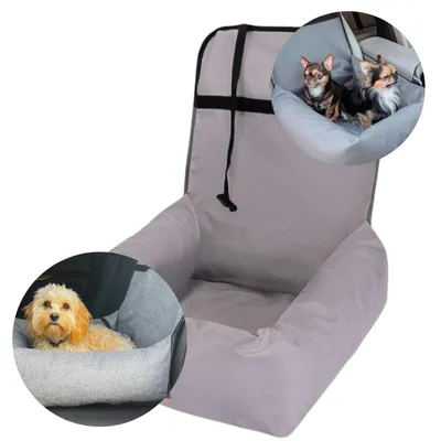 Image de Siège auto et lit 2 en 1 pour petit chien ou chat Dogeste 50x55 cm gris clair
