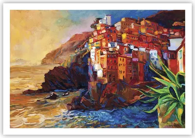 Produktbild von Poster - Poster ohne Rahmen - Manarola Bunt Öl - 100x70 cm - Wand Bild - Wanddeko - Wandbilder - Kunstposter - Wandposter - Bilder - Kunstdruck - Wanddekoration - Wandbild - P2XAA100x70-4164