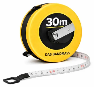 Produktbild von XXL Kapselbandmaß Bandmaß 30 Meter mit Halterung - robustes Maßband & Bandmass zum präzisen Messen mit Feststeller - Rollmassband & Massband mit Aufrollsystem (30 Meter)
