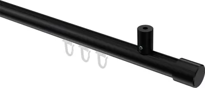 Produktbild von Interdeco Innenlaufstange / Gardinenstange mit Innenlauf Schwarz, Typ Sonius Santo (Kappe) Deckenmontage, 20 mm Ø 1-läufig, 240 cm