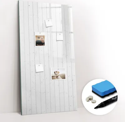 Produktbild von Magnetpinnwand Memoboard - Zubehörsatz - Schwarzer Marker + Schwamm + Magnete - 60 x 120 cm - Naturholz