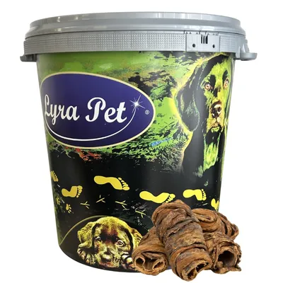 Produktbild von 5 kg Lyra Pet® Wrap aus Rinderlunge und Strossen in 30 L Tonne